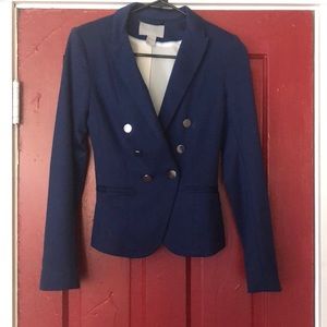 Navy blazer with silver buttons